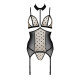 Корсет с открытой грудью Passion DOMINICA CORSET L/XL beige, пажи для чулок, стринги