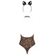 Эротический костюм леопарда Obsessive Leocatia teddy L/XL, боди, обруч с ушками