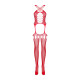 Бодістокінг Obsessive Bodystocking G313 S/M/L red, шнурівка, геометричний декор
