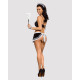 Атласный эротический костюм горничной Obsessive Maid set S/M, black, 5 предметов