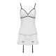 Сорочка прозрачная с пажами Passion ORIHIME CHEMISE S/M, white, трусики, стрэпы
