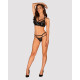 Эротический комплект под латекс со стрепами Obsessive Bagirela 2-pcs set S/M, черный, под леопард, б