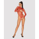 Сетчатый бодистокинг с длинным рукавом Obsessive B126 teddy red S/M/L, красный