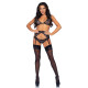 Кружевной комплект со стразами Leg Avenue Bright Lights Rhinestone S (трусики, бра, пояс для чулок)