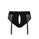 Кружевные трусы для страпона с подвязками для чулок Strap-On-Me DIVA HARNESS - L (мятая упаковка!!!)