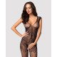 Бодистокинг Obsessive Bodystocking F234 S/M/L, абстрактный рисунок, глубокое декольте