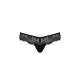 Кружевные трусики-танга с атласным бантиком Passion NAJA THONG L/XL, black