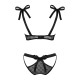 Полупрозрачный эротический комплект Obsessive Obsessivia 2pcs set black L/XL, бюстгальтер и трусики,
