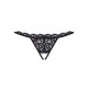 Кружевные танга с двумя отверстиями Obsessive 831-THC-1 crotchless thong L/XL, черные, бантики