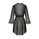 Пеньюар Passion AMBERLY PEIGNOIR 6XL/7XL, black, ажурные декольте и манжеты, широкие рукава