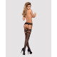Чулки-стокинги с комбинированной сеткой Obsessive Garter stockings S214 S/M/L, черные, имитация гарт