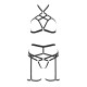 Комплект белья Passion Exclusive MORGAN SET OpenBra L/XL, black, стрэпы, трусики, лиф, пояс
