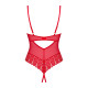 Боді з доступом Obsessive Ingridia crotchless teddy XL/2XL, червоне, відкриті груди