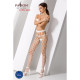 Эротические колготки-бодистокинг Passion S021 white, в крупную сетку с высоким пояском