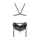 Комплект с открытым доступом Passion DELIENA SET XXL/XXXL black, лиф, стринги, пояс для чулок