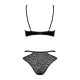 Эротический комплект под латекс со стрепами Obsessive Bagirela 2-pcs set L/XL, черный, под леопард, 