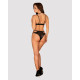 Эротический комплект под латекс со стрепами Obsessive Bagirela 2-pcs set L/XL, черный, под леопард, 