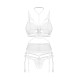 Комплект Obsessive Premisis White 3-pcs crotchless set S/M