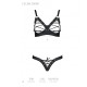 Комплект Passion CELINE BIKINI 2XL/3XL black открытый бра с лентами стринги со шнуровкой, экокожа