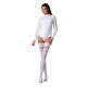 Чулки Passion ST121 3/4 white, на ажурной силиконовой резинке, с цветочным орнаментом и вертикальным