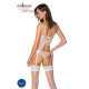 Корсет с пажами, трусики с ажурным декором и открытым шагом Passion URSULA CORSET L/XL, white