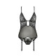 Корсет с декольте Passion ERZA CORSET L/XL, black, пажи, трусики, полупрозрачный