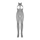 Бодистокинг из мелкой сетки с открытой грудью и доступом Obsessive Bodystocking N101 S/M/L, черный, 
