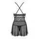Эротический кружевной комплект с сеточкой Obsessive 838-BAB-1 babydoll & thong black XXL, черный, пе