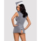 Эротический костюм стюардессы Obsessive Stewardess 3 pcs costume grey L/XL, серый, платье, стринги, 