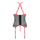 Корсет с пажами Passion SATARA CORSET XXL/XXXL red, стринги, кружево, застежки спереди и сзади