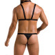 Комплект мужского белья из стреп Passion 039 SET ANDREW S/M Black, стринги, шлейка