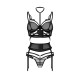 Комплект Obsessive Premisis Black 3-pcs crotchless set L/XL