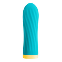 Вибропуля S Pleasures Bullets Twist & Shout Turquoise, бирюзовая, ребристая поверхность, 10 режимов