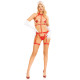 Портупея с чокером и гартеры Leg Avenue 2PC Vegan Leather Nurse Harness Teddy and Headband Red S
