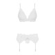Кружевной комплект белья Obsessive 810-SEG-1 L/XL White, бюстгальтер, стринги, пояс для чулок
