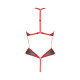 Сетчатое боди с кружевом на груди Passion SATARA BODY L/XL red