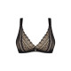 Кружевной бюстгальтер с треугольной чашкой Obsessive Estiqua bra XS/S, черный, широкие лямки