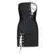 Мини-платье из экокожи Passion CELINE CHEMISE 6XL/7XL, black, шнуровка, трусики в комплекте