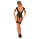 Нейлоновый бодистокинг с имитацией гартер Obsessive Bodystocking G334 S/M/L, black, с доступом