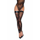 Панчохи Noir Handmade F243 Tulle stockings with patterned flock embroidery - M