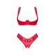 Комплект білизни Obsessive Lacelove cupless 2-pcs set XL/2XL Red, відкритий доступ, відкриті груди