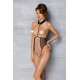 Эротическое боди Passion TRISHA BODY, L/XL, beige, с открытыми чашками