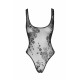 Боді Noir Handmade F242 Tulle body with patterned flock embroidery - L