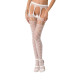 Эротические колготки-бодистокинги Passion S025 One Size, White, имитация ажурных чулочков с пояском