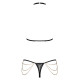 Комплект с цепочками Obsessive Pantheria 2-pcs set black S/M, бюстгальтер, трусики