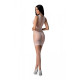 Мінісукня з вертикальним візерунком Passion BS097 One Size, white, плетіння з боків