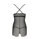 Прозрачная сорочка приталенная Passion QUENTRIS CHEMISE XXL/XXXL, black, трусики