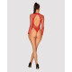 Сетчатый бодистокинг с длинным рукавом Obsessive B126 teddy red S/M/L, красный