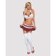 Эротический костюм школьницы с мини-юбкой Obsessive Schooly 5pcs costume L/XL бело-красный, топ, юбк