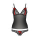 Комплект белья Passion MELISSA SET L/XL, black, лиф-сорочка со шнуровкой и трусики